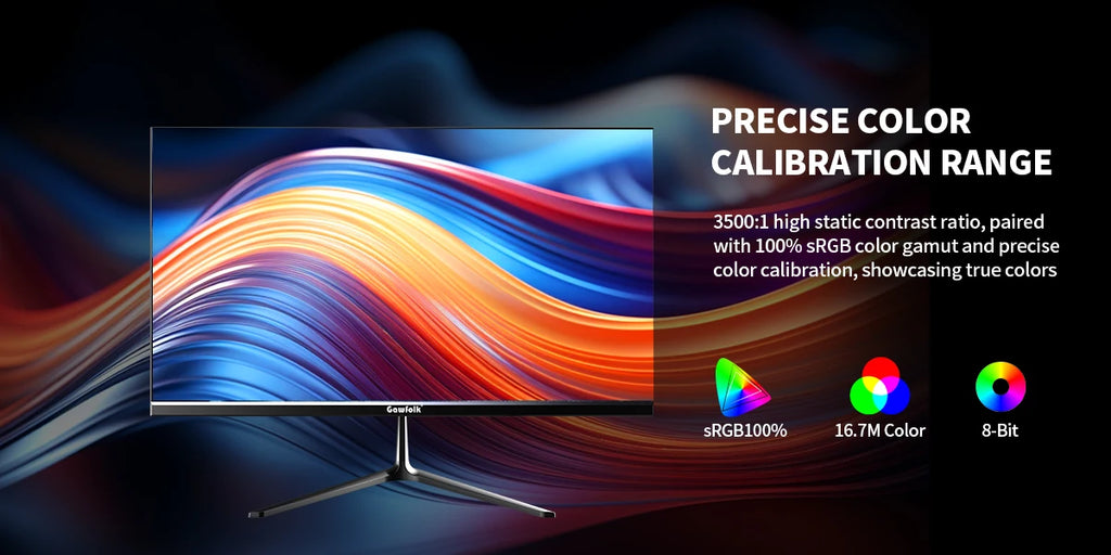 Gawfolk 24.5 Inch FHD 1080P 300Hz Flat Gaming Monitor with Built-in Speakers Eye Care Computer Display