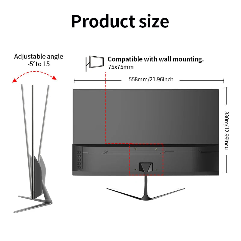 Gawfolk 24.5 Inch FHD 1080P 300Hz Flat Gaming Monitor with Built-in Speakers Eye Care Computer Display