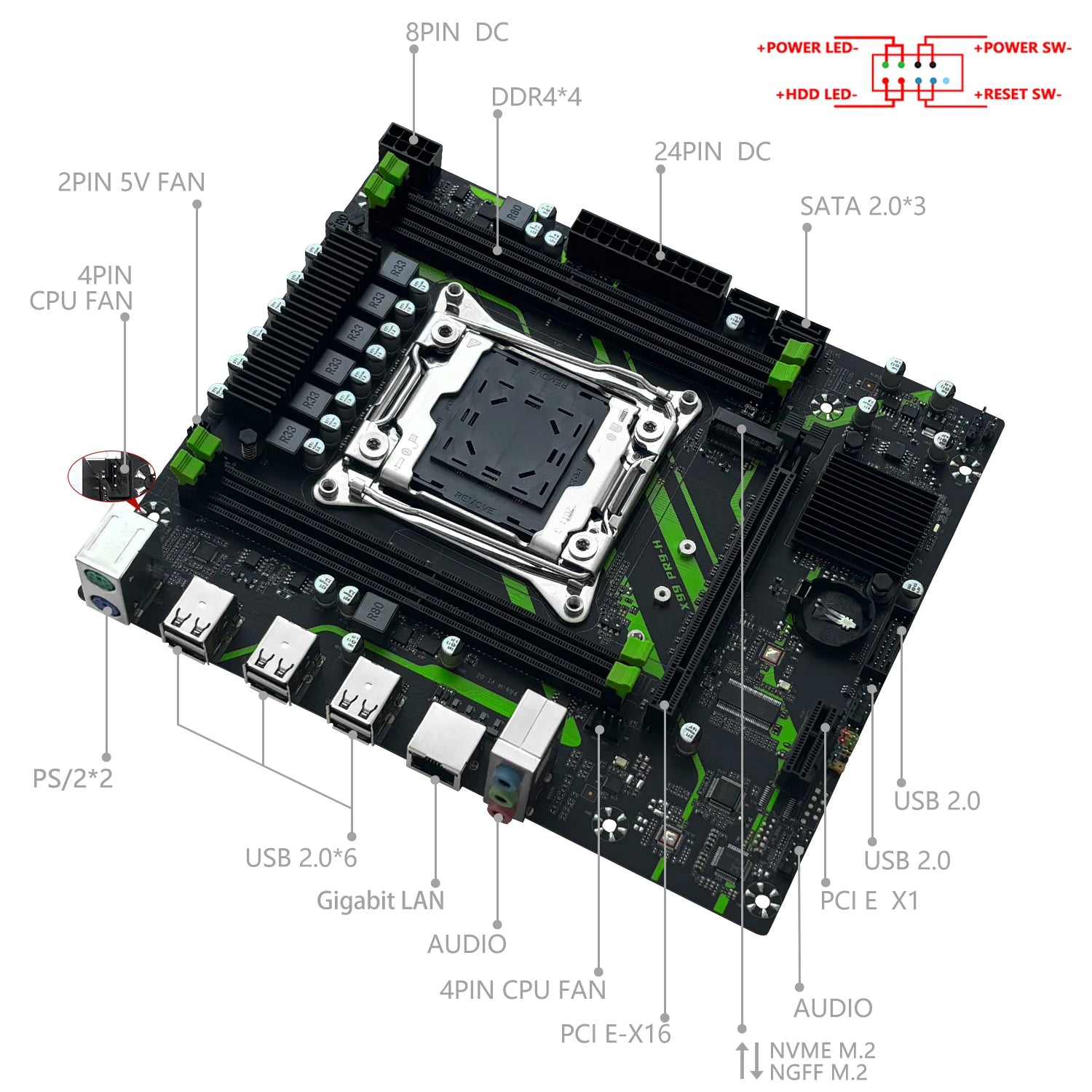 PR9-H MACHINIST X99 motherboard LGA 2011-3 Set combo optional  Xeon E5 2670 V3 CPU Processor 16G DDR4 ECC RAM Memory NAME M.2