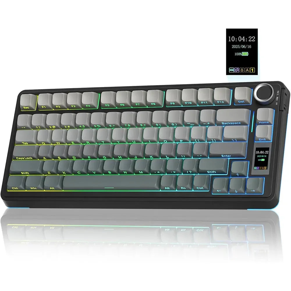 AULA S75Pro Mechanical Keyboard PBT Keycaps 75% Hot Swappable RGB Backlit 4000mAh Wireless Gamer Keyboard with LED Screen Knob