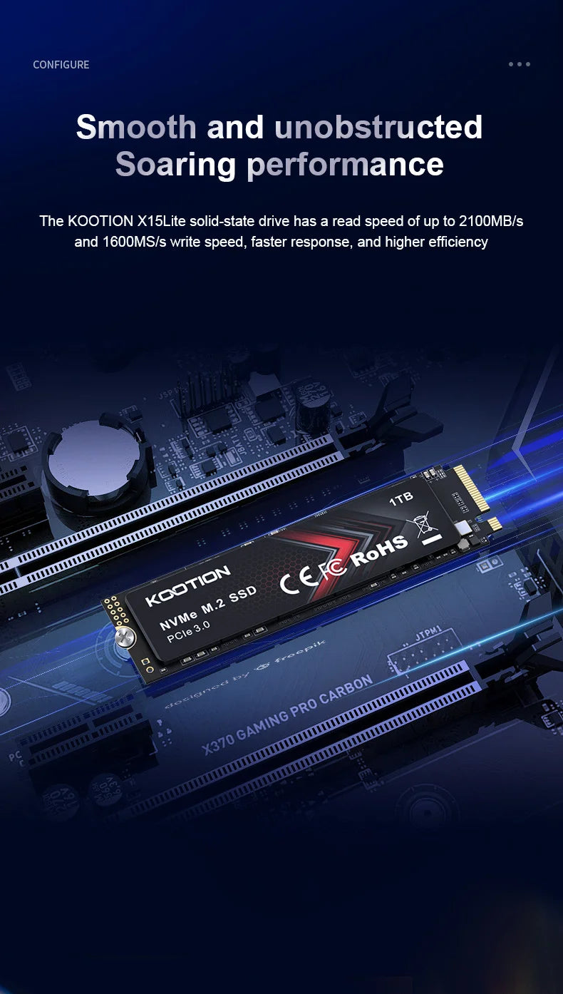 KOOTION X15Lite SSD NVMe M2 1TB 512GB 256GB Nvme M2 SSD M.2 2280 PCIe 3.0x4 Internal Solid State Drives Disk for Laptop Desktop