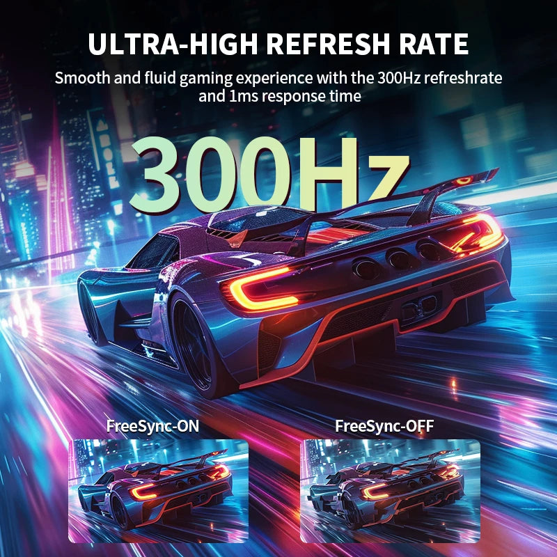 Gawfolk 24.5 Inch FHD 1080P 300Hz Flat Gaming Monitor with Built-in Speakers Eye Care Computer Display