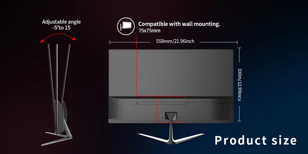 Gawfolk 24.5 Inch FHD 1080P 300Hz Flat Gaming Monitor with Built-in Speakers Eye Care Computer Display