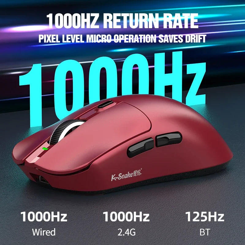 K-Snake X11PM Wireless Bluetooth Gaming Mouse，12000DPI，1000HZ Polling Rate，PAW3311 Sensor，Magnetic Charging Base