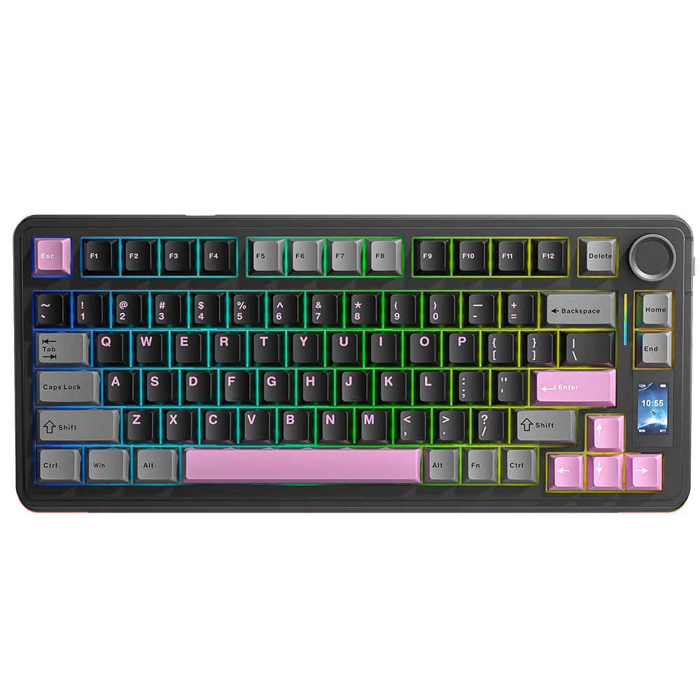 AULA S75Pro Mechanical Keyboard PBT Keycaps 75% Hot Swappable RGB Backlit 4000mAh Wireless Gamer Keyboard with LED Screen Knob