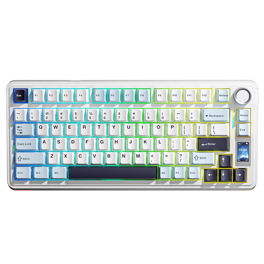 AULA S75Pro Mechanical Keyboard PBT Keycaps 75% Hot Swappable RGB Backlit 4000mAh Wireless Gamer Keyboard with LED Screen Knob