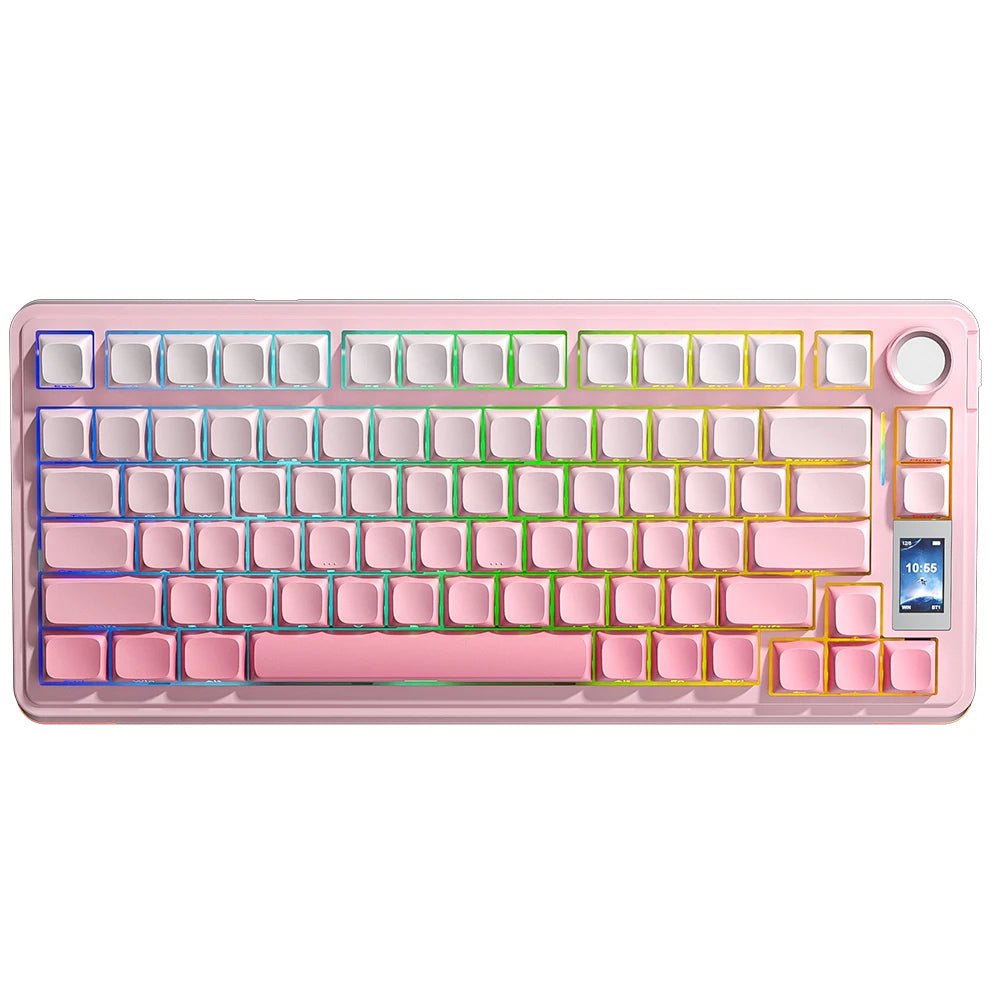 AULA S75Pro Mechanical Keyboard PBT Keycaps 75% Hot Swappable RGB Backlit 4000mAh Wireless Gamer Keyboard with LED Screen Knob