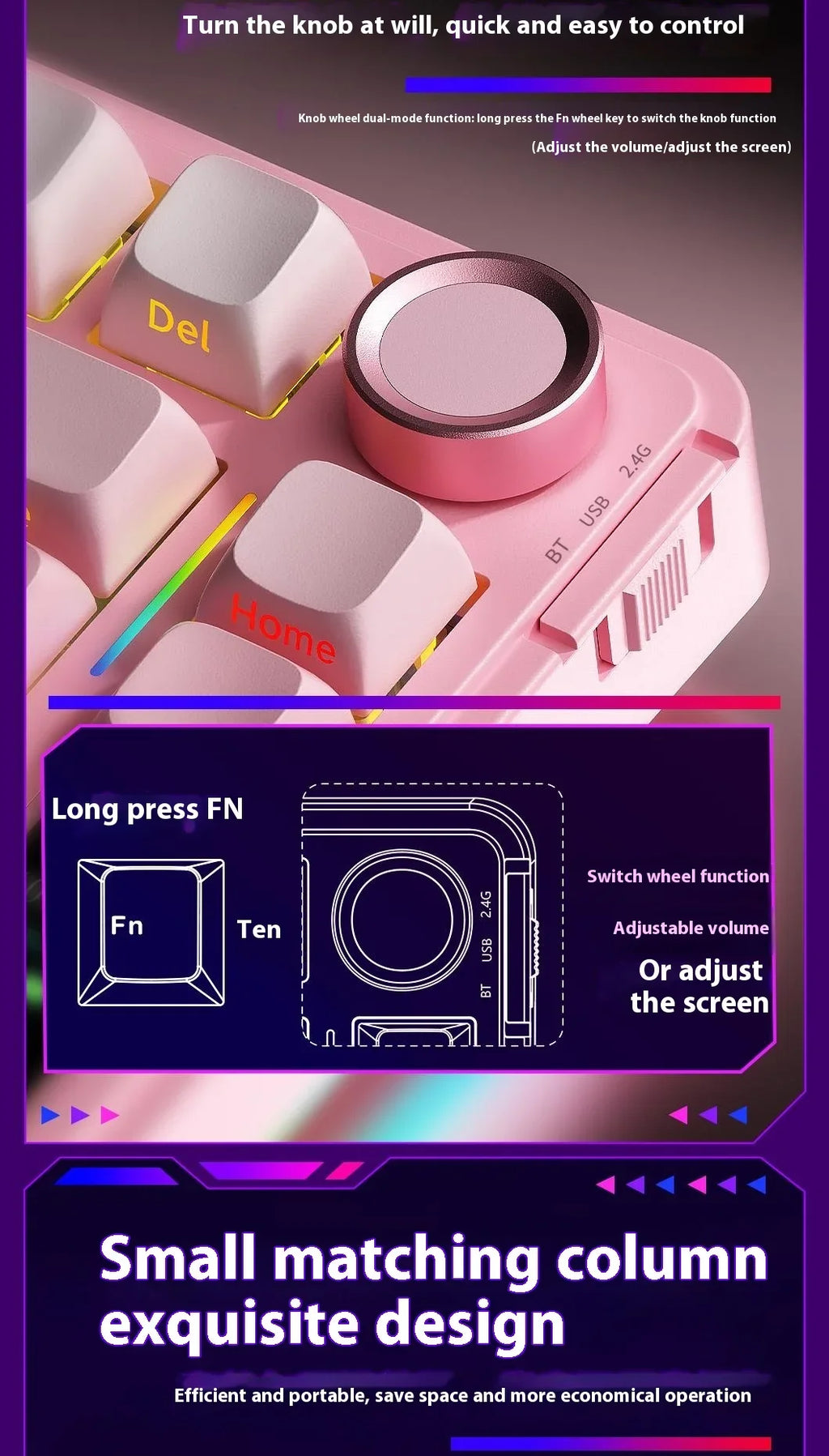 AULA S75Pro Mechanical Keyboard PBT Keycaps 75% Hot Swappable RGB Backlit 4000mAh Wireless Gamer Keyboard with LED Screen Knob