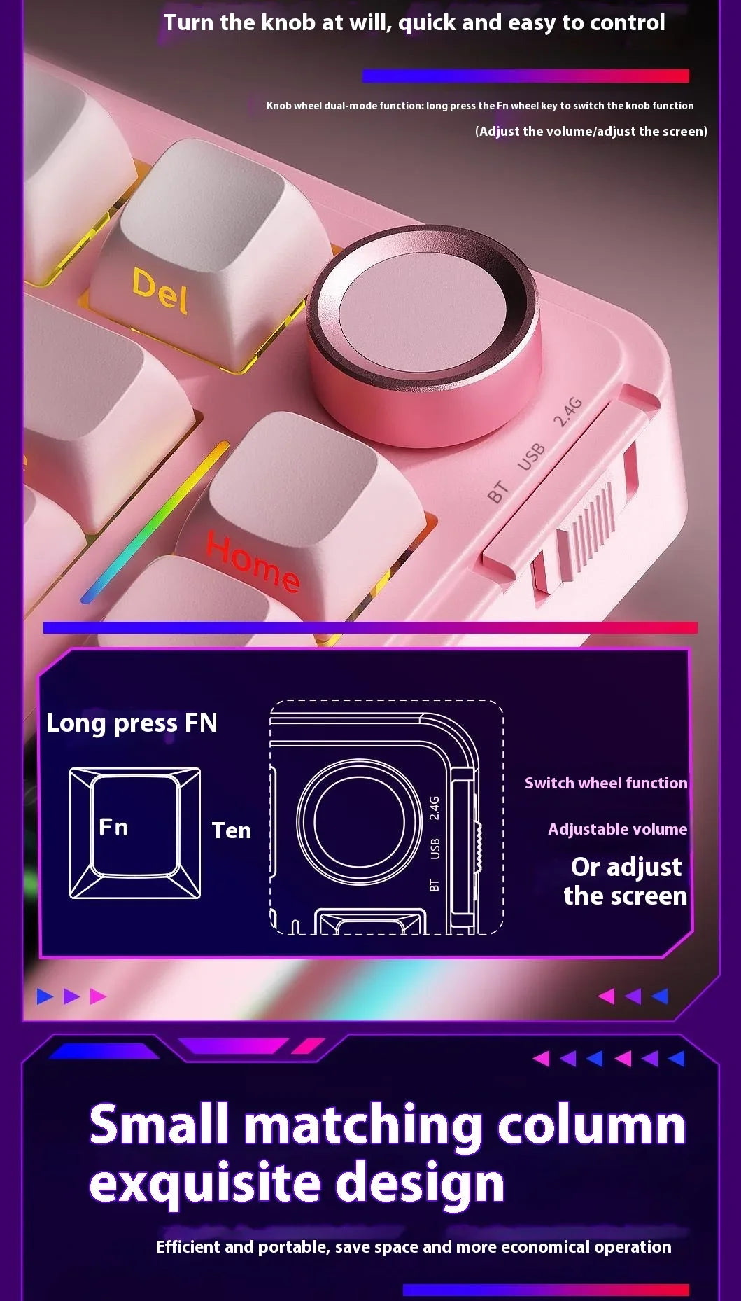AULA S75Pro Mechanical Keyboard PBT Keycaps 75% Hot Swappable RGB Backlit 4000mAh Wireless Gamer Keyboard with LED Screen Knob
